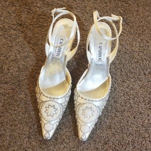 Caparros Ivory Silk Vogue Slingback Pumps